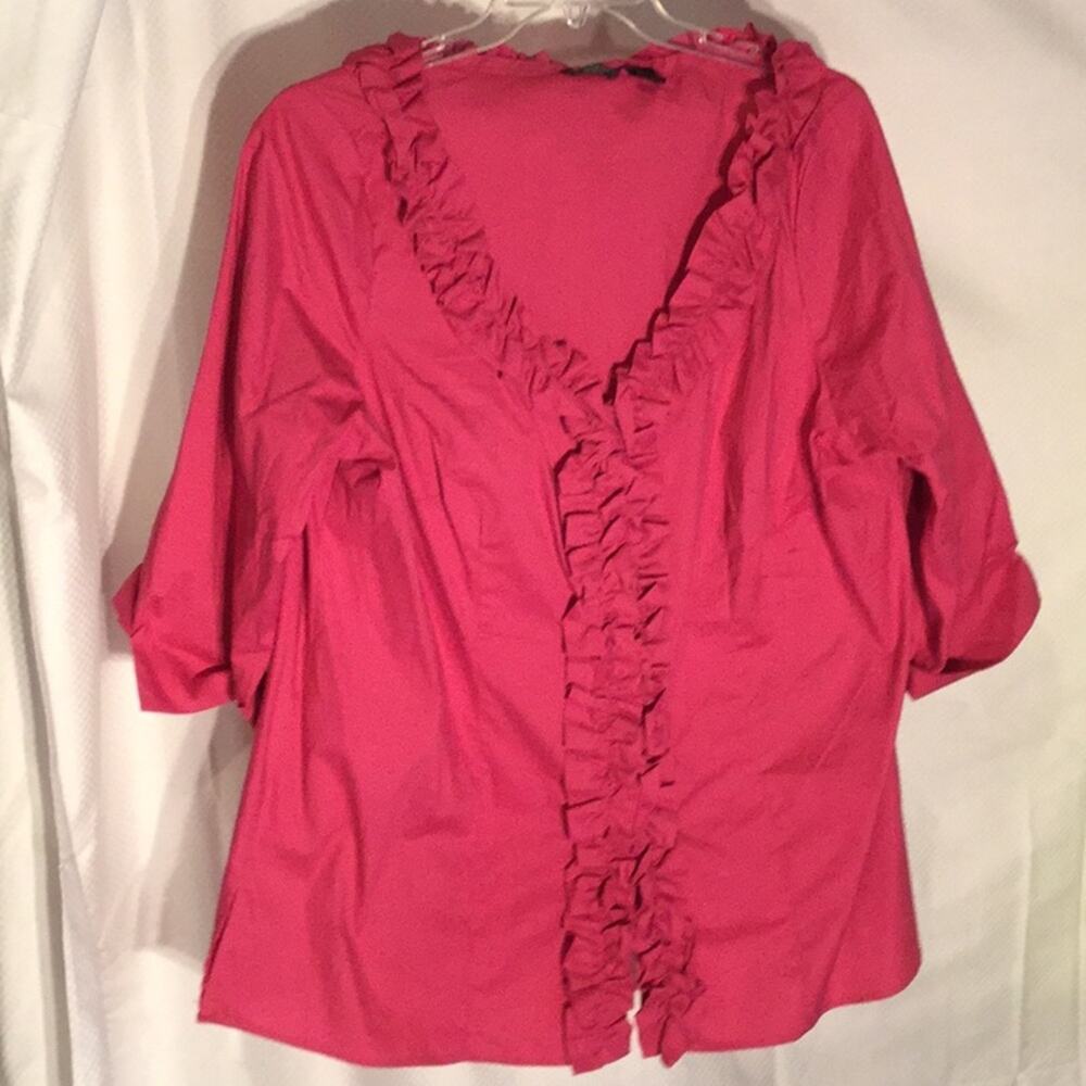 Autograph Hot pink ruffled neckline blouse NWOT 3x